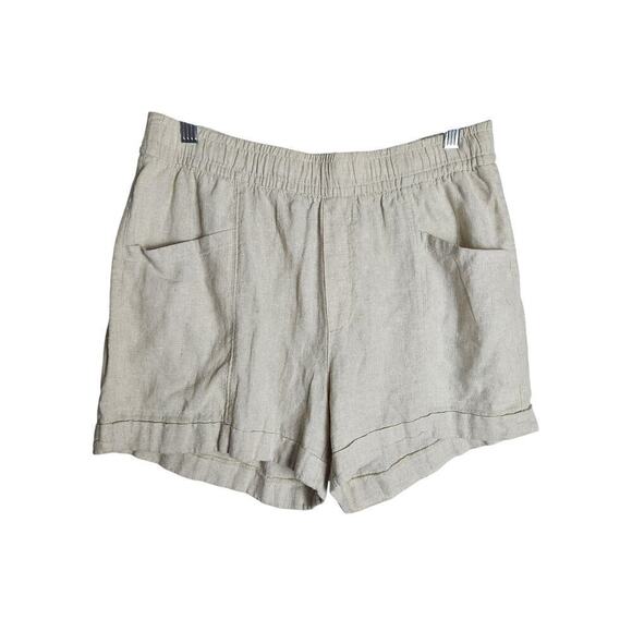 Old Navy Pants - Old Navy Linen Blend High Rise Cuffed Shorts women's M Pockets beachy minimalist